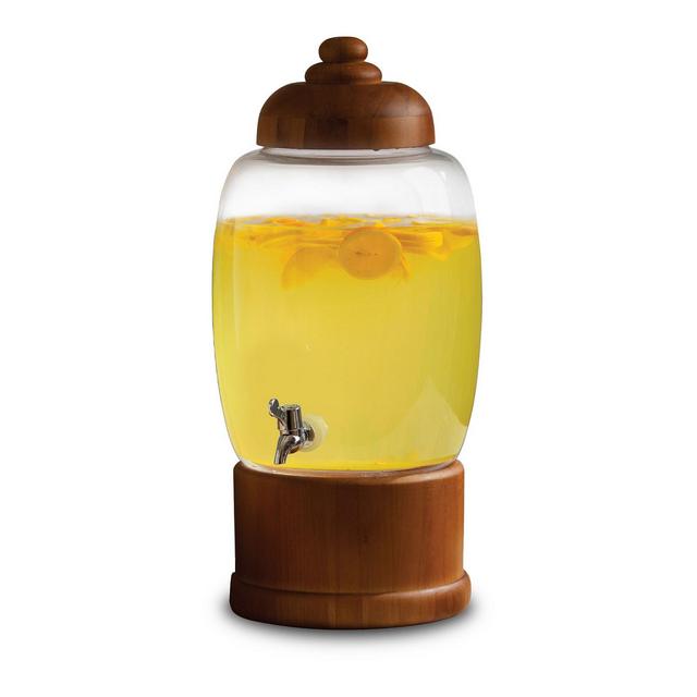 Circleware Beverage Dispenser with Wooden Lid and Base 357 Oz