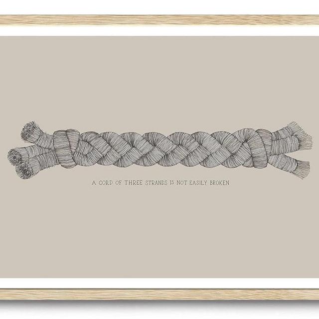 KISSFOX Jesus Christian OAK Wood Framed Wall Art Three Strands Cord Canvas Art Prints Inspirational Ecclesiastes 4:12 Pictures Wall Decor Faith Bible Art Paintings Poster For Bedroom Living Room