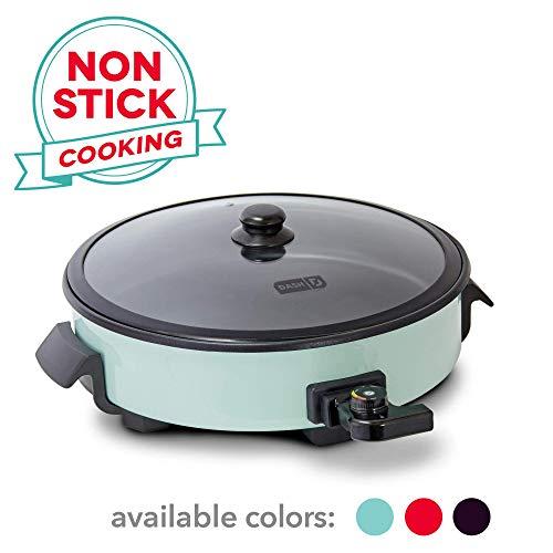 Dash DRG214AQ Family Size Rapid Heat Electric Skillet + Hot Oven Cooker with with 14 inch Nonstick Surface + Recipe Book for Pizza, Burgers, Cookies, Fajitas, Breakfast & More, 20 Cup Capacity, Aqua