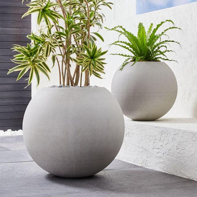 Crate and Barrel - Sphere Light Gray Planters