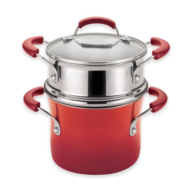 Rachael Ray™ Classic Brights 3 qt. Nonstick Covered Steamer Set in Gradient Red