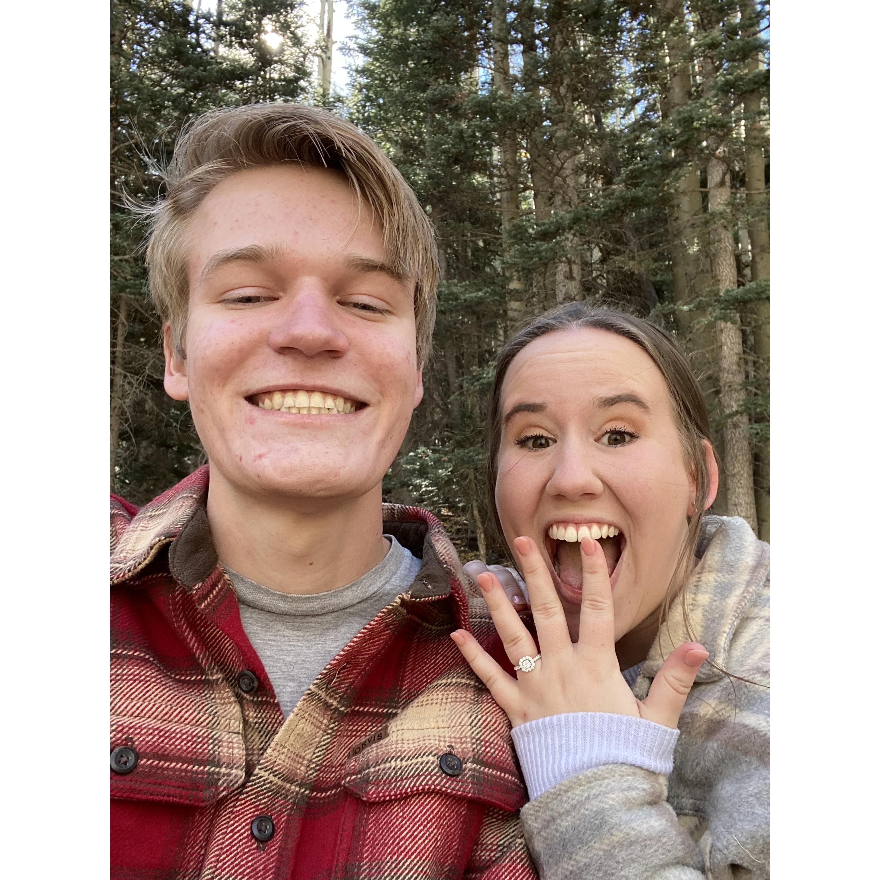 Nick asked Caitlin to marry him in the beautiful aspen trees of Flagstaff, AZ!