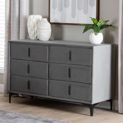 Baxton Studio Etienne Modern Slate Grey Velvet 6-Drawer Dresser