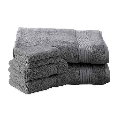 Charisma Plush Bath Sheet Towels 6 pc Bundle | Includes: 2 Luxury Bath Sheet Towels, 2 Hand Towels & 2 Washcloths | Quality, Ultra Soft Towel Set | 6 Pieces (Dark Grey)