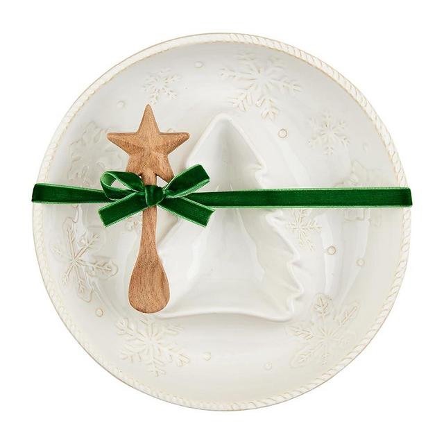 Mud Pie Snowflake Tree Chip N Dip; server 2" x 9" dia | spoon 5"