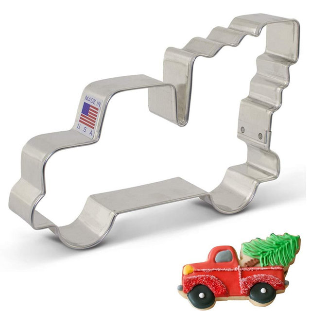 Ann Clark Cookie Cutters Extra Large Vintage Pickup Truck with Christmas Tree Cookie Cutter, 5" Made in USA