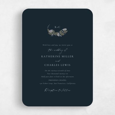 Blue Rounded Wedding Invitation - Bennett Portrait