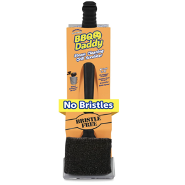 Scrub Daddy BBQ Daddy Grill Brush for Outdoor Grill - Bristle Free Grill Brush with Steel Grill Scraper + Scrub Brush - Temperature Controlled Scrubbing Power for Grill Cleaning (1 Count)