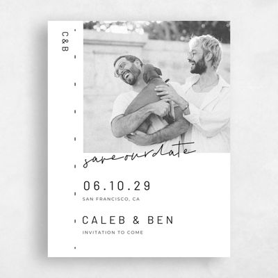White Wedding Save the Date - Garret Portrait