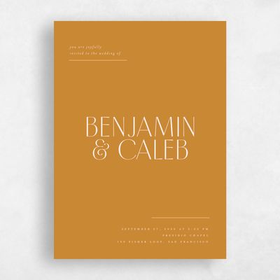 Ochre, Orange Wedding Invitation - Mendoza Classic