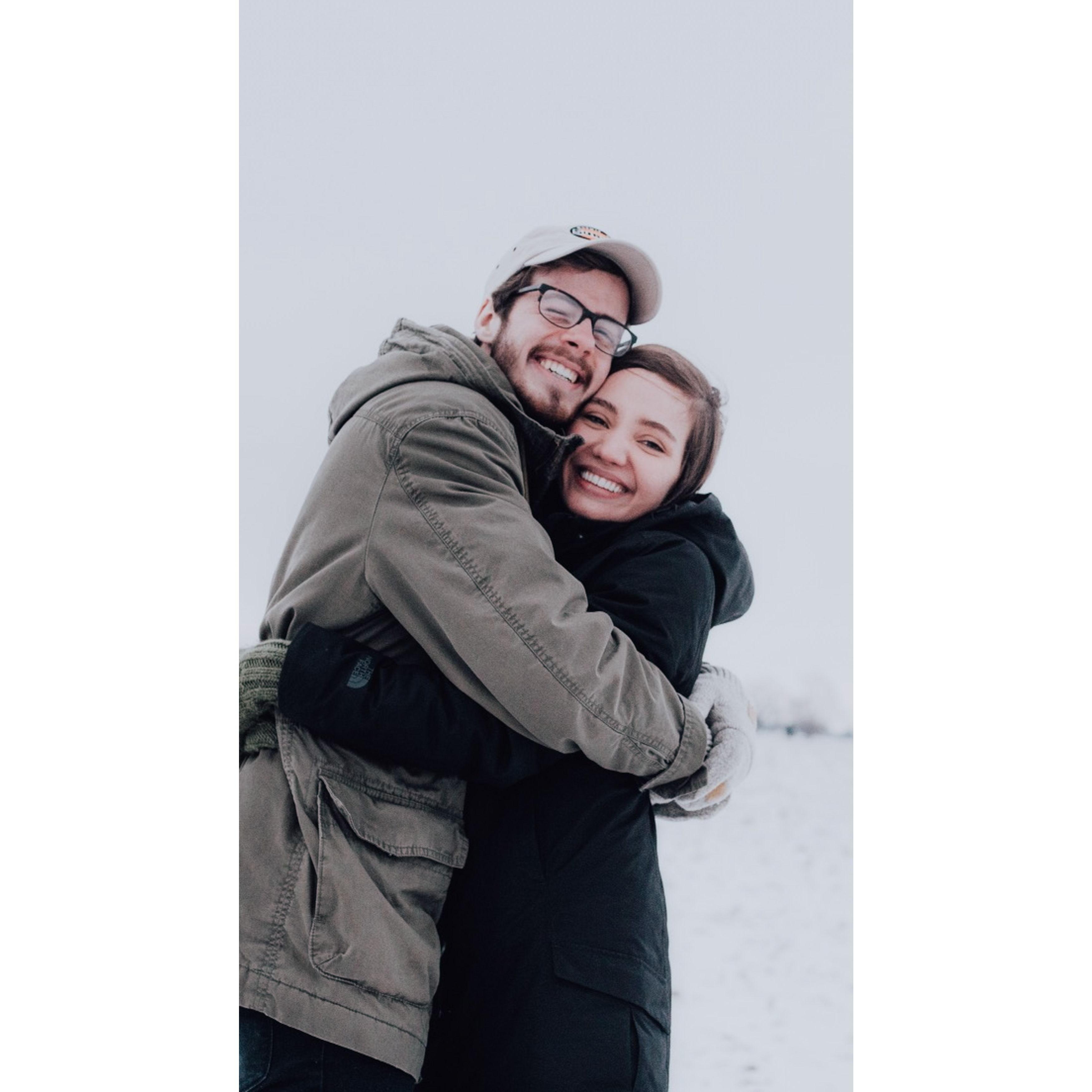 Winter of 2017 in Marion. Kiska was excited because she had just bought a new coat (she still has it!).