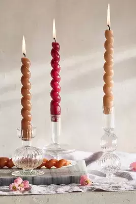 Twist Taper Candles, Set of 4 Brown Mix