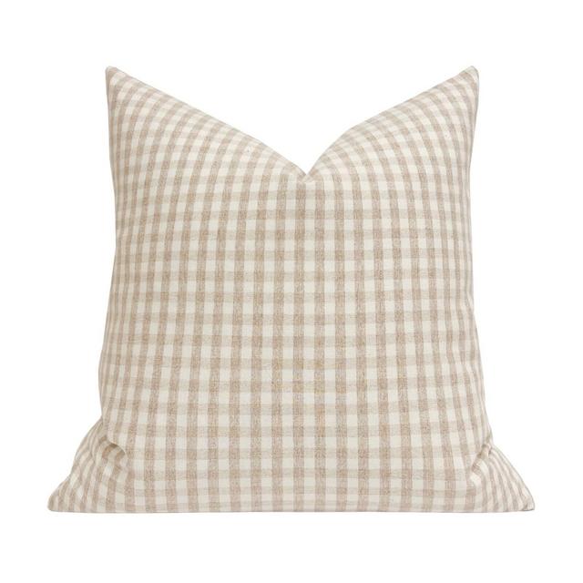 RONAN || Tan Gingham Check Pillow Cover, Neutral Pillow, Beige Pillow, Neutral Gingham Pillow, Check Pillow, Spring Pillow
