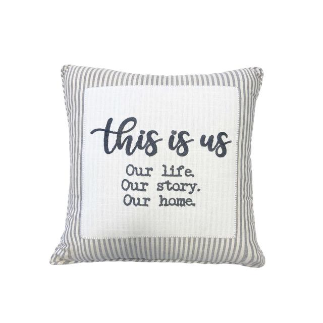 Mainstays Decorative Throw Pillow, This Is Us , Oblong, Grey, 18''x18'', 1Pack
