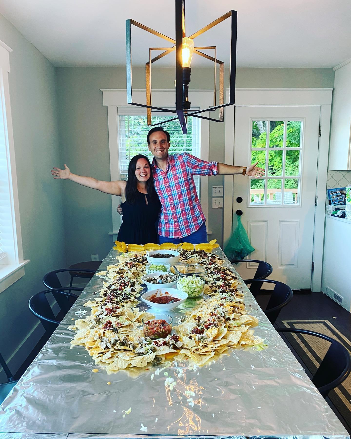 The couple made a nacho table one year at Keuka Lake!