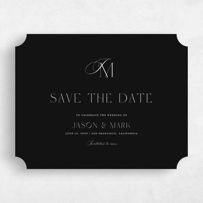 Black Ticket Wedding Save the Date - Galiena Landscape