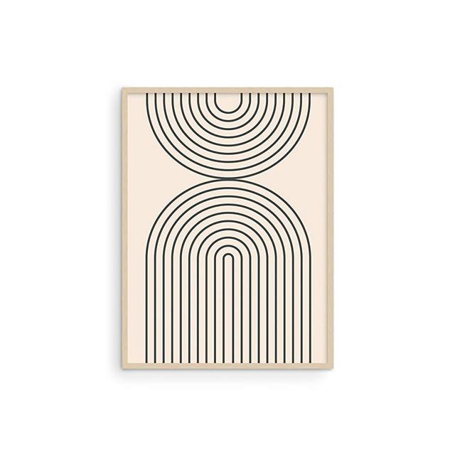 Haus and Hues Neutral Wall Art Prints for Wall Decor - Boho Art Wall Prints | Mid Century Modern Decor Line Art Wall Decor and Geometric Wall Decor | 12" x 16" UNFRAMED (Black Semi Circles)