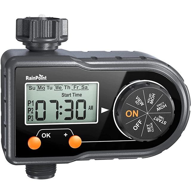 RAINPOINT Sprinkler Timer, Water Timer for Garden Hose Programmable Irrigation Timer with 3 Watering Programs, Week/Day Cycle Frequency, Manual/Automatic Irrigation System Controller, for Lawn Pool