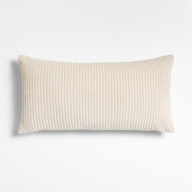 Creste 30"x15" Ivory Corduroy Throw Pillow by Athena Calderone