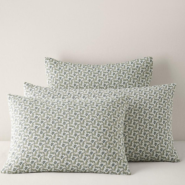 Garnet Hill | Artful Pattern Relaxed-Linen Sham | Size: Standard, Color: Sage Geometric