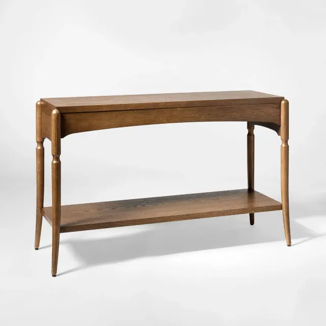 30.25" Cabriole Leg Console Table with Shelf Dark Walnut Brown - Threshold™ designed with Studio McGee