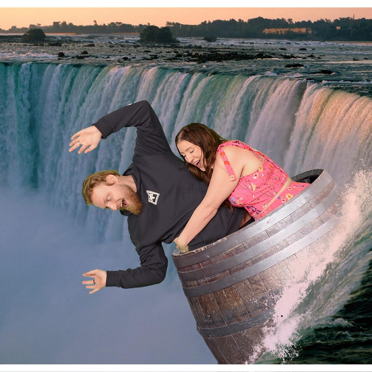 A silly photo of us going over the falls in a barrel lol