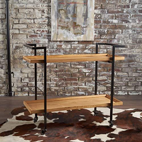 Christopher Knight Home Gerard Industrial Natural Finished Wooden Bar Cart
