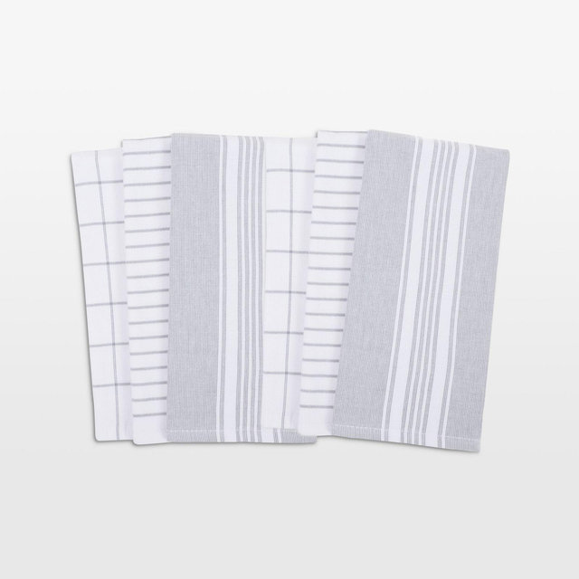 Monaco Frost Gray Cotton Terry Kitchen Towels, Set of 6