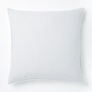 Organic Washed Cotton Stripe Euro Sham, Slate