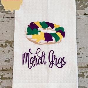 Mardi Gras King Cake Waffle Weave Hand Towel