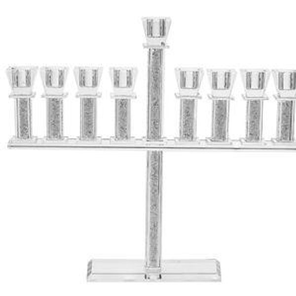 Crystal Oil Menorah with Crushed Stones