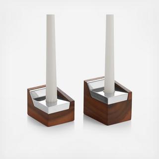 Geo Sabbath Candlestick, Set of 2
