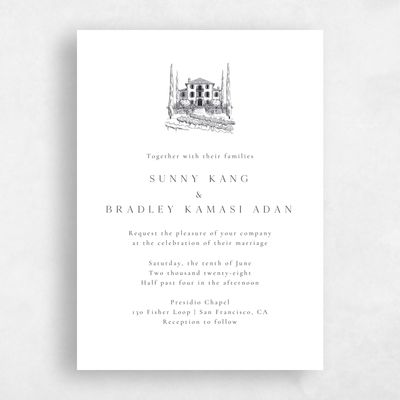 White Country Wedding Invitation - Floris Portrait