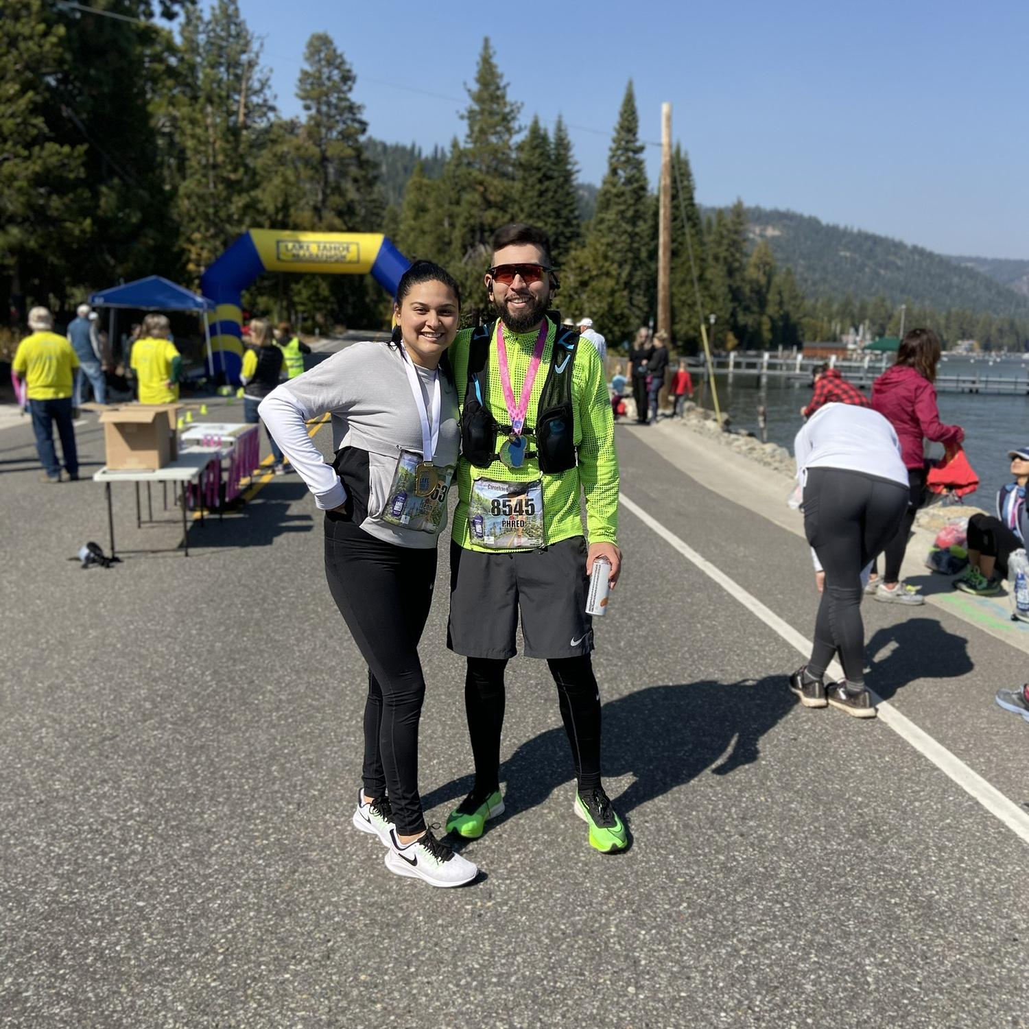 We ran half a marathon together. 
13.5 miles at Lake Tahoe Marathon