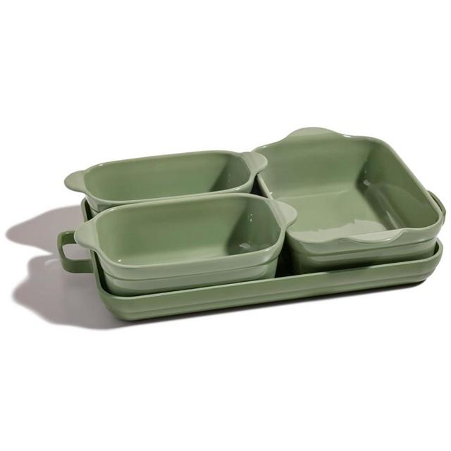 Our Place Ovenware Set | 5-Piece Nonstick, Toxin-Free, Ceramic, Stoneware Set with Oven Pan, Bakers, & Oven Mat | Space-Saving Nesting Design | Oven-Safe | Bake, Roast, Griddle and more | Sage