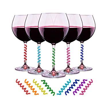 Wine Glass Charms Set of 8 Silicone Drink Markers for Cocktails, Martinis, Champagne Flutes and More by Simply Charmed