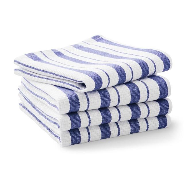 Williams Sonoma Classic Stripe Dishcloths, Set of 4, Bright Blue