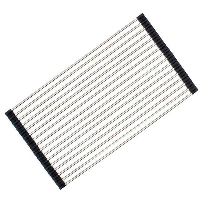 Roll-up Dish Drying Rack Foldable Stainless Steel Over Sink Rack Kitchen Drainer Rack (20.5''x11.2'')