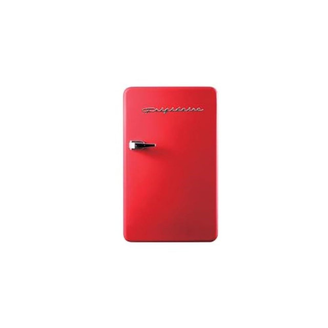 Frigidaire Retro Compact Refrigerator with Chiller, 3.2 cu ft Countertop Fridge, Built-In Bottle Opener, Rounded Corners, Premium, for Office, Bedroom, Dorm Room, Cabin, 18.5D x 20W x 31.5H (Red)