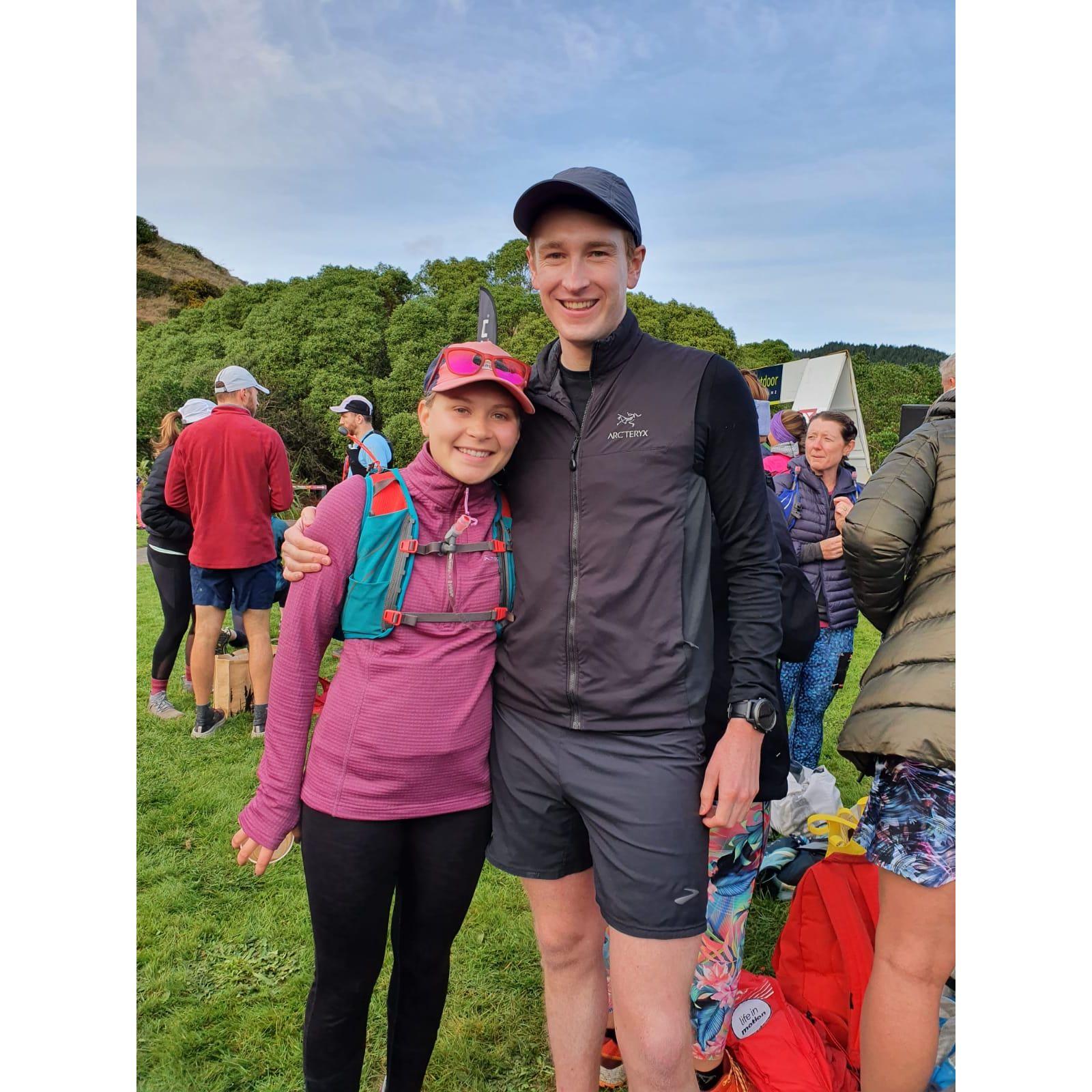 One of our first photos together, very early on in our relationship, after a trail run race in Wellington. Savannah was pretty hung over from a bday the night before, but ran the whole thing ;)
