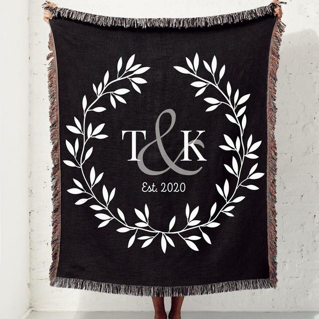 Cotton Anniversary Gift Mr and Mrs Blanket Family Name Blanket Girlfriend Boyfriend Engagement Gift For Couple Personalized Wedding Blanket