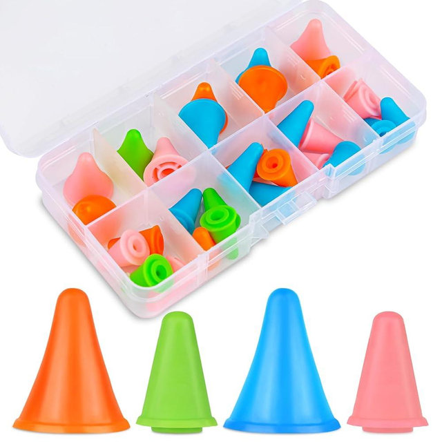 30 PCS Knitting Needles Point Protectors, Colorful Needle Point Stoppers with Plastic Box, 2 Sizes(20 PCS Small+ 10 PCS Big Knitting Needles Cap) Needle Tip Stoppers for Knitting Craft
