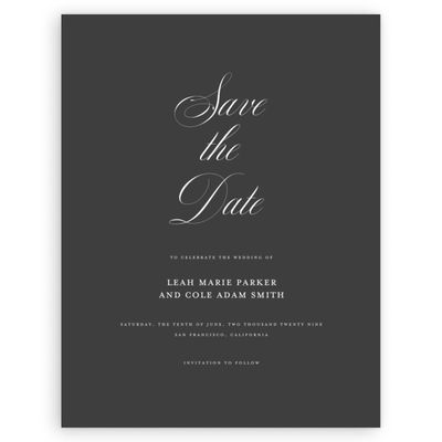 Black Typography Wedding Digital Save the Date - Lennon Portrait