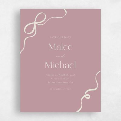 Dusty Rose, Pink Wedding Save the Date - Alba Portrait
