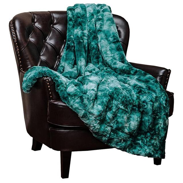 Chanasya Fuzzy Faux Fur Throw Blanket - Light Weight Blanket for Bed Couch and Living Room Suitable for Fall Winter and Spring (50x65 Inches) Teal