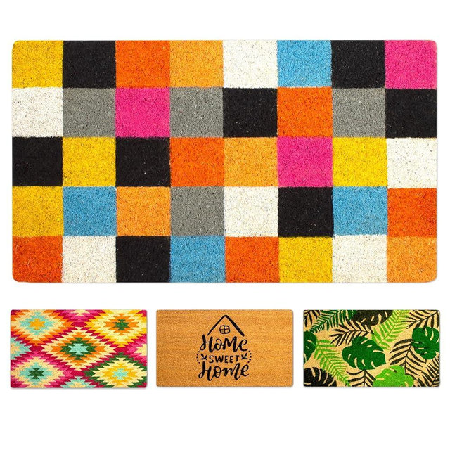 LUA VIKA Coir Door mats Outdoor, Door mat Outside Entrance, Outdoor mats for Front Door, Welcome mat Indoor, Doormat Outdoor, Funny Door mats Outside, Coir Doormat 16"x27.5" (Squares)