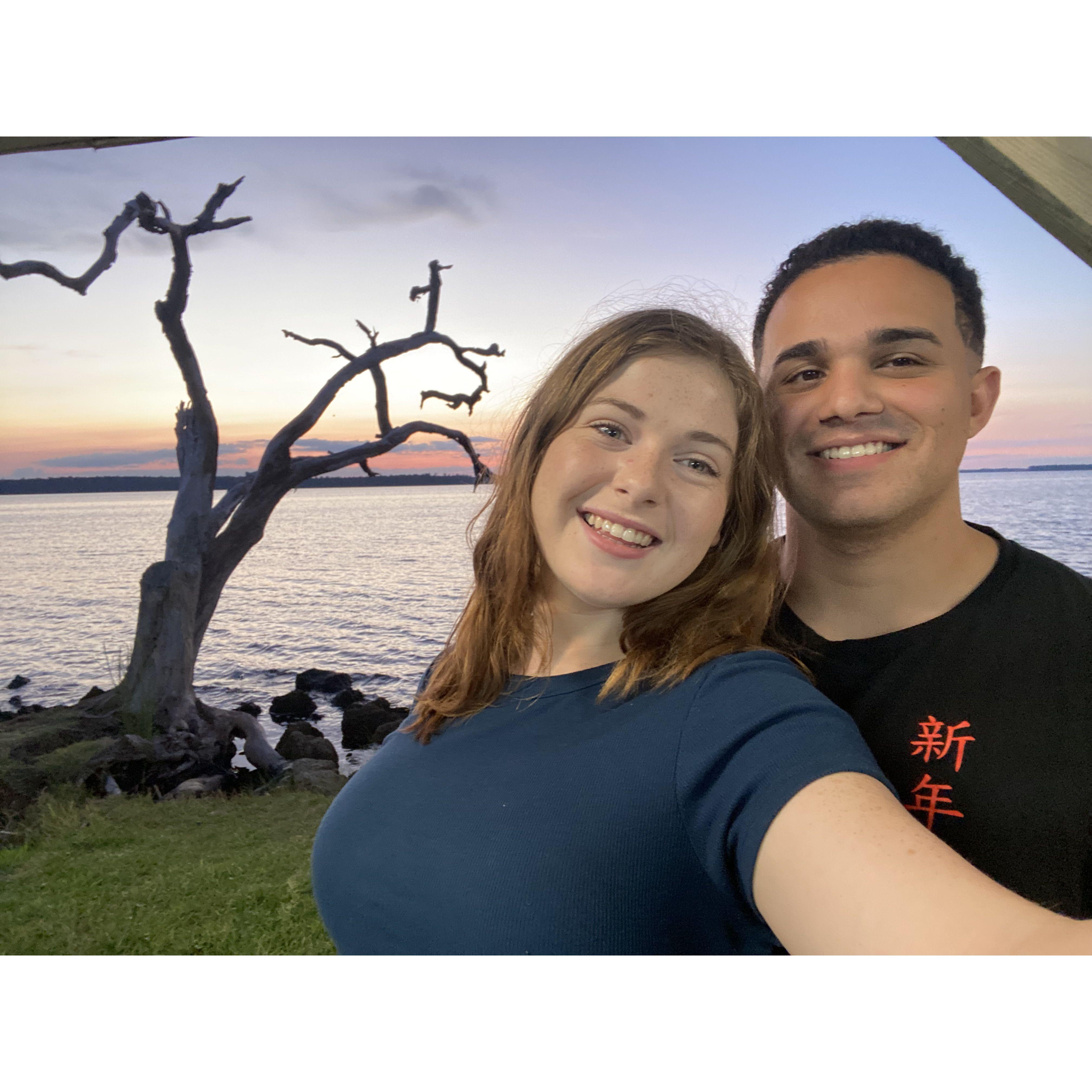 Our favorite place to be together is Hospital Point in Camp Lejeune, North Carolina :)  
Nuestro lugar de favorito para estar juntos es Hospital Point en Camp Lejeune.