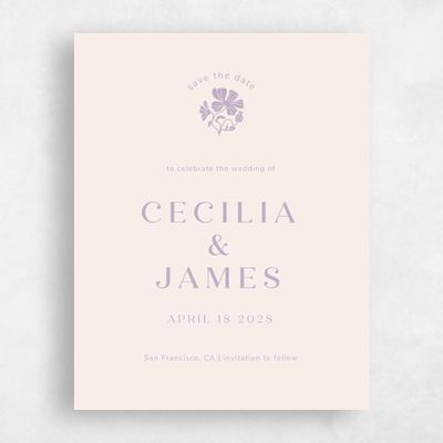 Lilac, Purple Wedding Save the Date - Tiburon Portrait