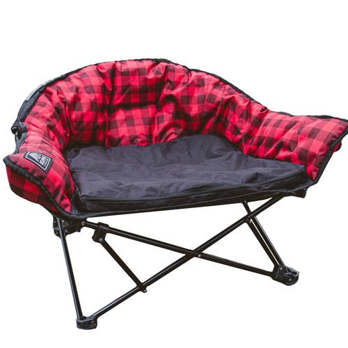 Camping Cushioned Dog Bed - Red/Black