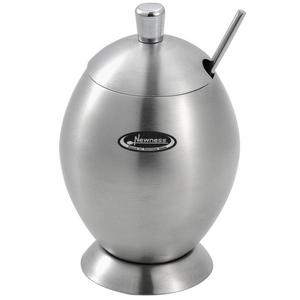 Newness Ongoing - Newness Stainless Steel Sugar Bowl with Lid and Sugar Spoon for Home, Egg Shape, 9.8 Ounces(290 Milliliter)